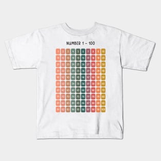 Numbers 1 - 100 in Soft Boho Colors for Kids Kids T-Shirt